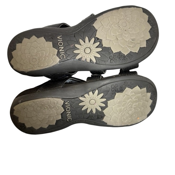 Vionic Black Amber Sandals Size 7 Strappy Leather Arch Support - Picture 4 of 6